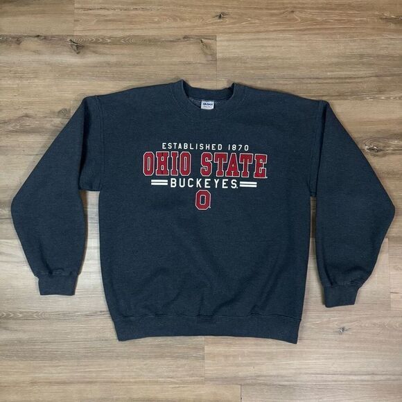 Ohio State Buckeyes Crewneck Sweatshirt L Charcoal Gray Classic Casual College - Picture 1 of 4